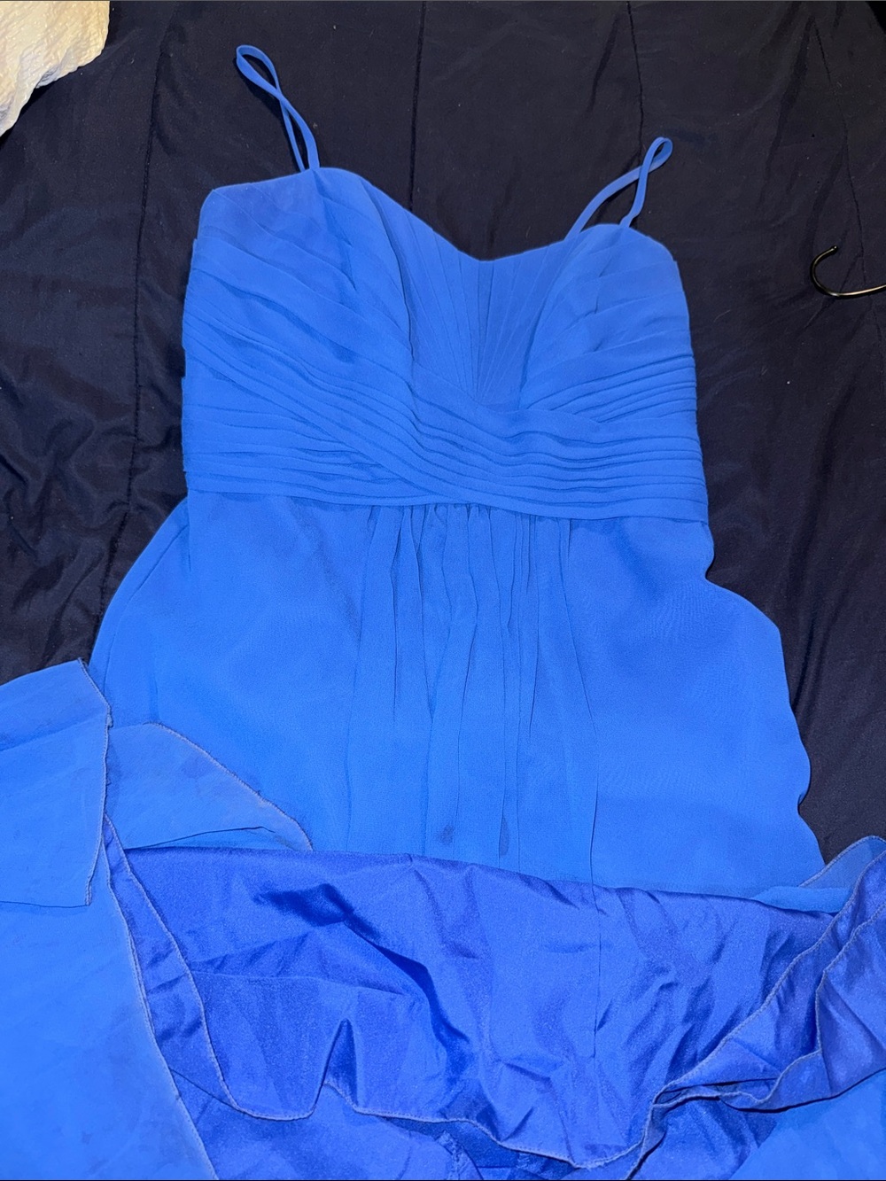 David's Bridal Cobalt Blue Strapped Formal Dress